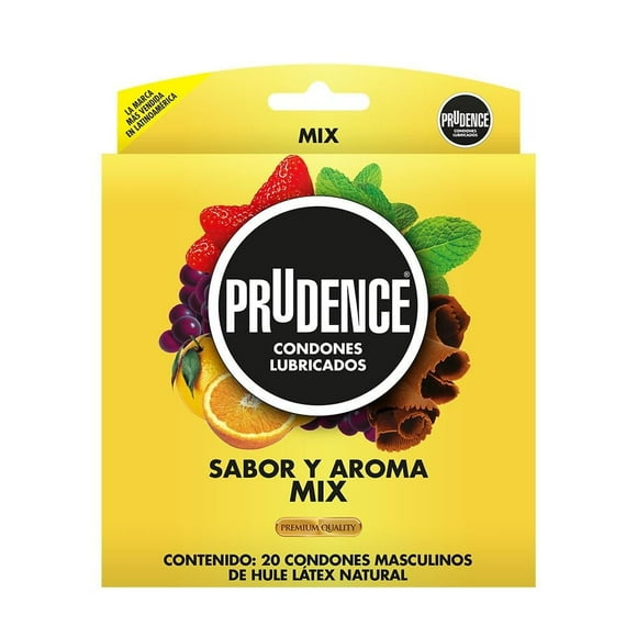 Condones Prudence mix sabor y aroma 20 pzas