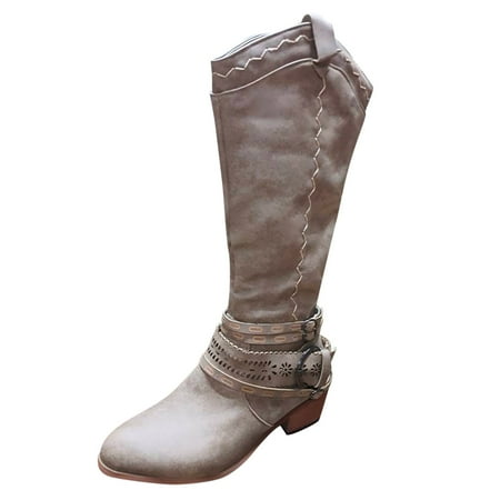 

HGWXX7 Women s Boots Cowboy Boots For Women Boots Womens Cowboy Boots Vintage Hollow Out Buckle Boots For Women Cheshire Boots Shoes Fall Shoes