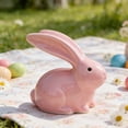thumbnail image 6 of Ceramic Rabbit Figurine Ornament for Easter Tabletop or Shelf Decoration in Pink, 6 of 6