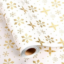 OAS Christmas Wrapping Paper Roll - 3D Embossed Gold Foil Metallic Shine Snowfalkes Gift Wrap for Christmas, Winter Holiday, New Year Celebration - Mini Roll - 17 Inch x 33 Feet