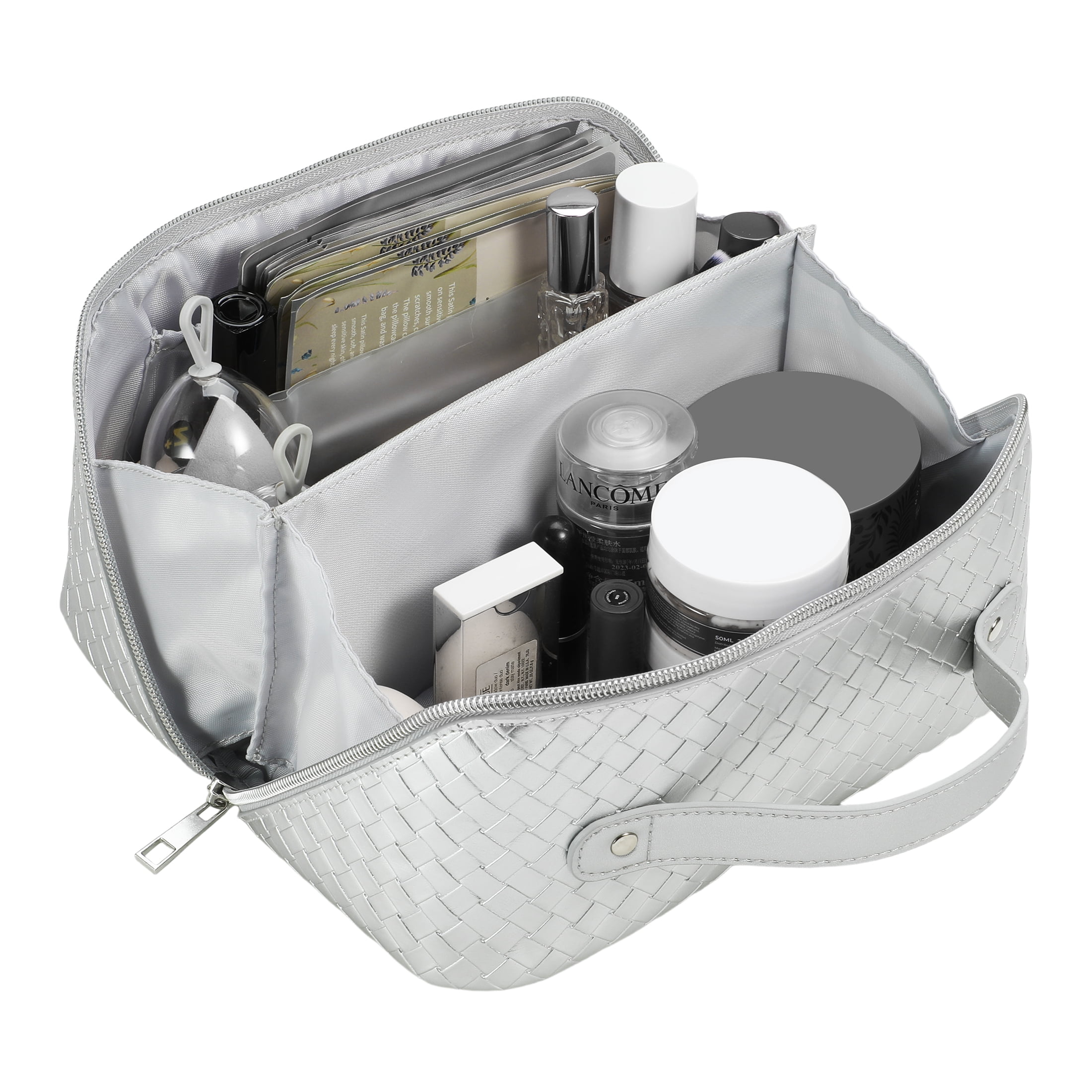 Beauty Gifts Cosmetic Bag, Silver Zipper Makeup Pouch