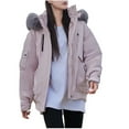 thumbnail image 4 of Winter Warm Coats for Womens Fashion Plus Size Casual Loose Fashion Solid Color Pocket Long Sleeve Parkas Hooded Coat, 4 of 5