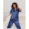 thumbnail image 2 of EKOUAER Silk Pajamas for Women Set Satin Two Piece Pjs Sets Ric Rac Trim Contrast Loungewear, 2 of 6