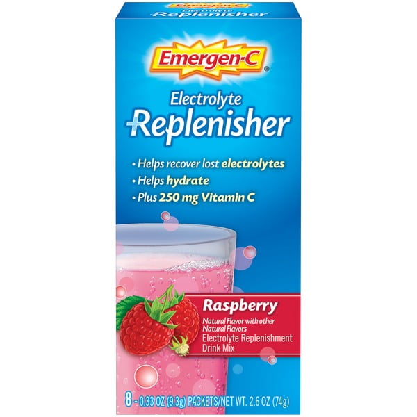 EmergenC Electrolyte Replenisher Raspberry 8 0.33 oz. packets
