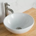 thumbnail image 2 of KRAUS 16-inch Round White Porcelain Ceramic Bathroom Vessel Sink and Ramus Faucet Combo Set with Pop-Up Drain, Satin Nickel Finish, 2 of 11