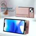thumbnail image 3 of Crossbody Wallet Case for iPhone 15, PU Leather Zipper Handbag Purse Flip Cover with Kickstand Case for iPhone 15 ZP Rose God, 3 of 18