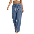 thumbnail image 3 of Cmtiyu Women's Cargo Pants, Baggy High Waist Drawstring Wide Leg Pants with Pockets, Casual Outdoor Jogger Pants, S-2XL, 3 of 9
