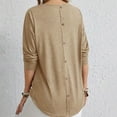 thumbnail image 3 of Gyexs Womens Sweatshirt Crewneck Long Sleeve High Low Shirts Curved Hem Casual Round Neck Basic Tunic Tops Khaki, Size XL, 3 of 5