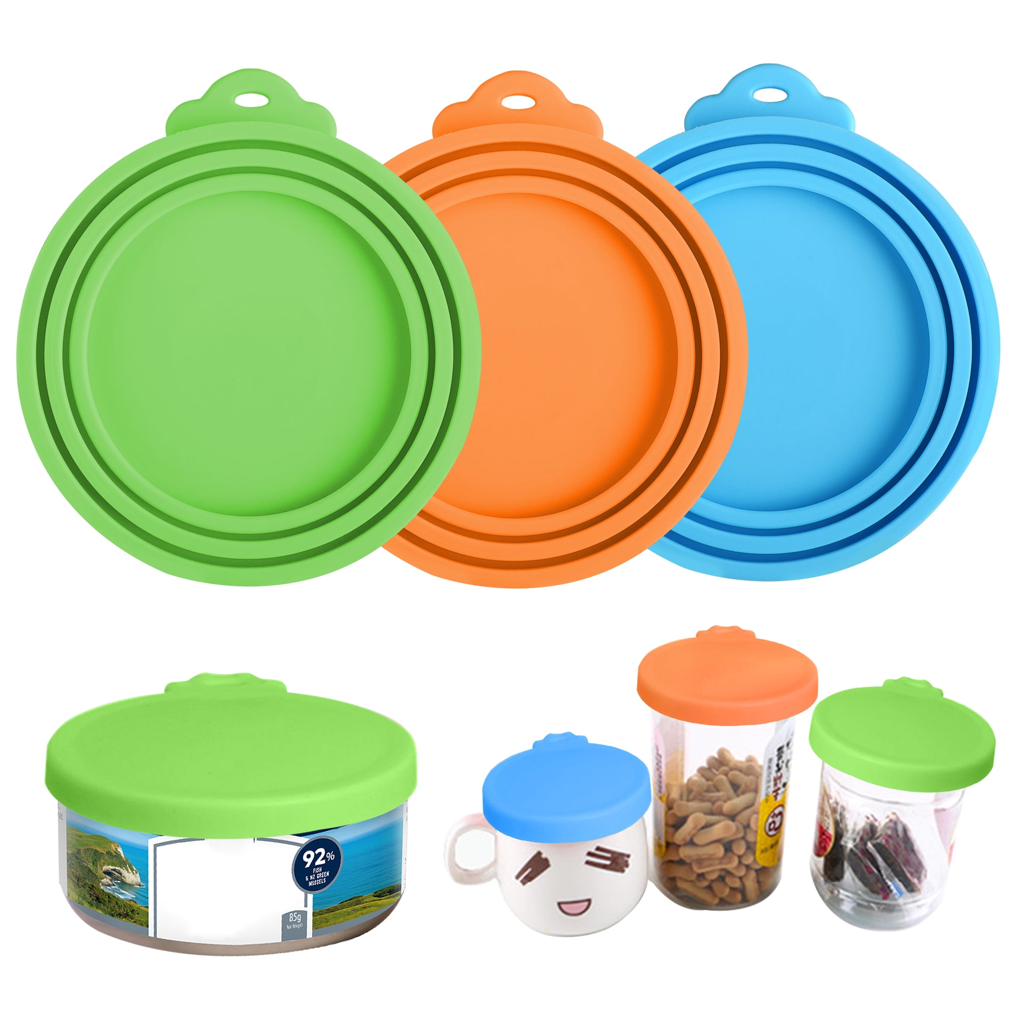 EEEkit 3pcs Silicone Pet Food Can Lids, FDA Safe Dog Cat Food Covers1 Fit 3 Standard Size for