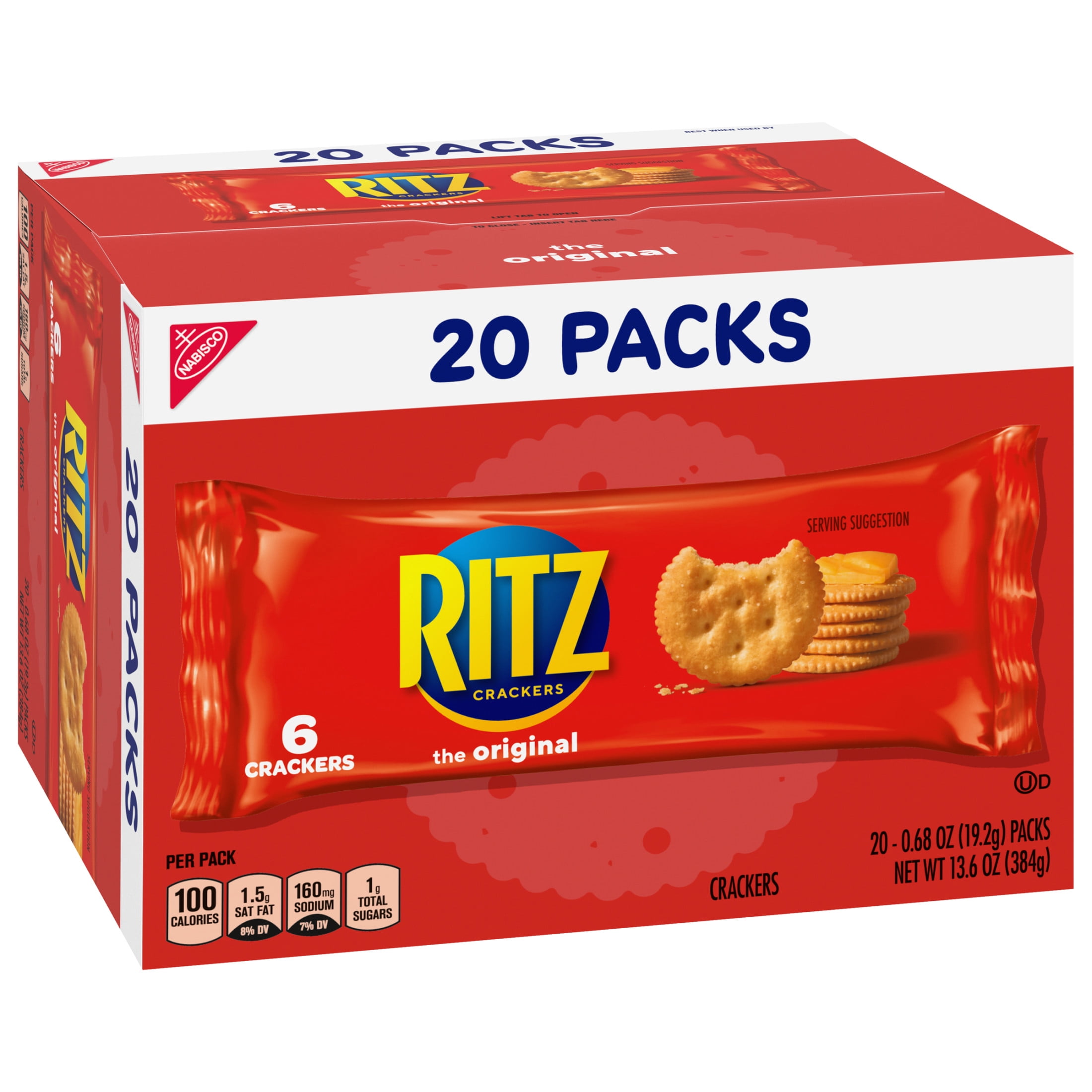 RITZ Original Crackers, 20 Snack Packs (6 Crackers Per Pack)