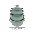 thumbnail image 3 of GROWTH TANK 3 Pieces Enamel Cooking Pots Stew Bean Simmer Pot Kitchen Household Cookware light blue, 3 of 9