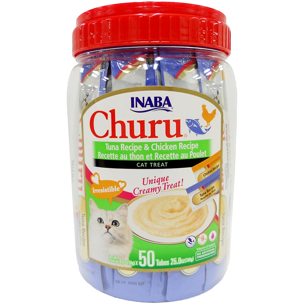 Inaba Churu GrainFree Cat Treat, Tuna and Chicken Puree (50 Tubes