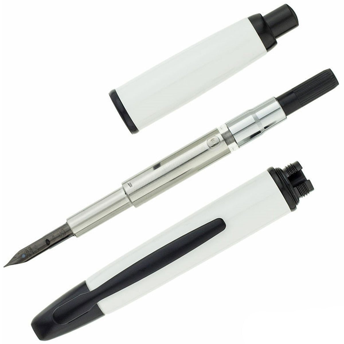 Pilot Vanishing Point Fountain Pen, White, Matte Black Trim, 18k Medium Nib