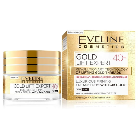 EVELINE COSMETICS GOLD LIFT EXPERT 40+ FACE FIRMING CREAM SERUM WITH 24K GOLD