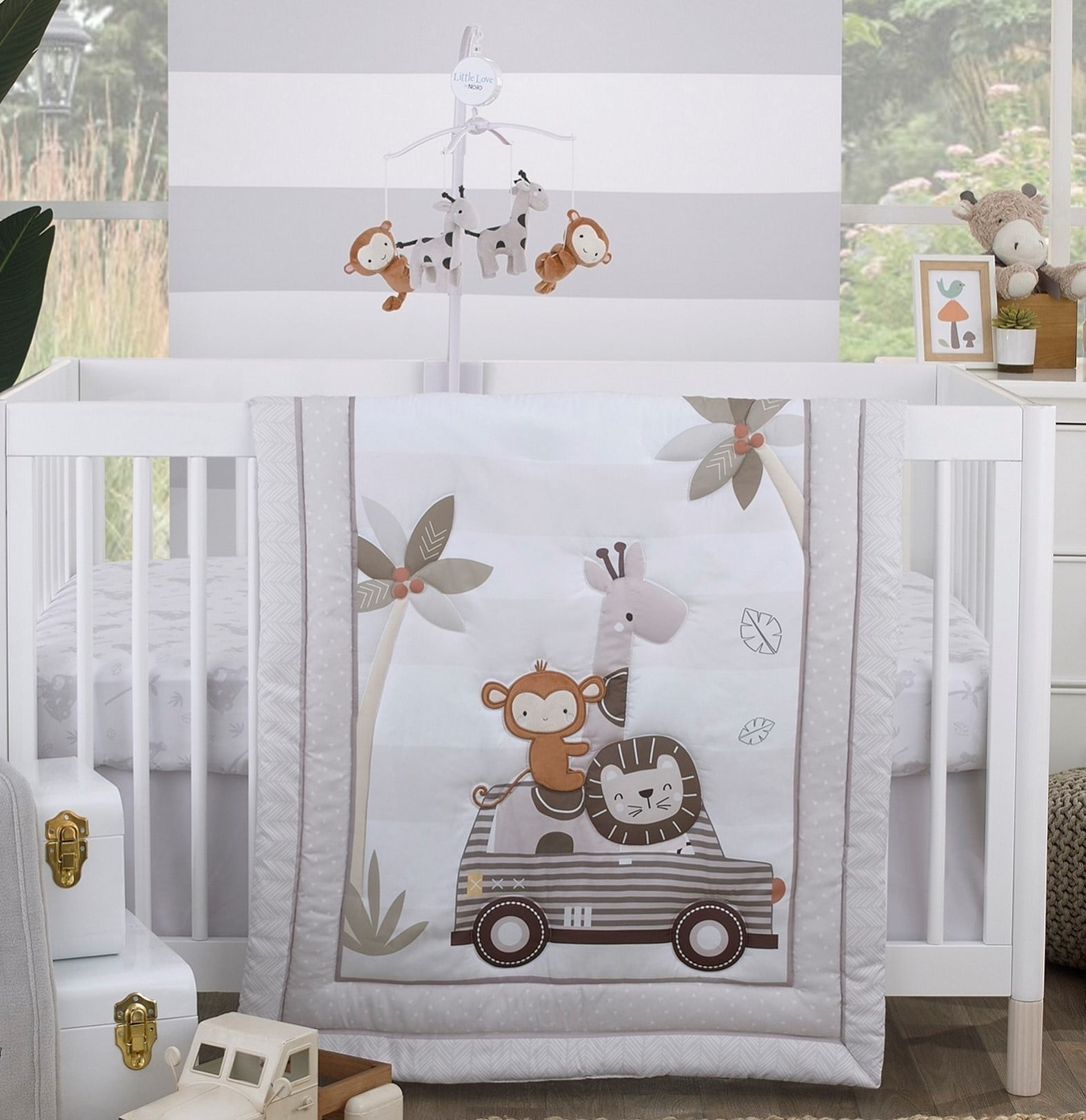 Little Love by NoJo Jungle Ride Grey Monkey, Giraffe, Musical