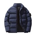 thumbnail image 4 of Mens Puffer Jacket Fall Winter Stand Collar Zip Up Puffer Jacket Casual Down Jacket Solid Color Parka Padded Outwear Relaxed Fit Mens Jackets BU1 L, 4 of 4
