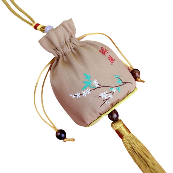 Sonducket Bolsita de estilo chino, bolsas de tela colgantes portátiles con borla, bolsa Vintage, regalos, recuerdo de fiesta, decoración de Ropa, zapatos y accesorios Miscelánea Caqui