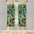 thumbnail image 2 of Ambesonne Animals Curtains 2 Panel Set, Geometric Exotic Lion Zebra, Pair of - 28" x 84", Cadet Blue Teal Orange, 2 of 4
