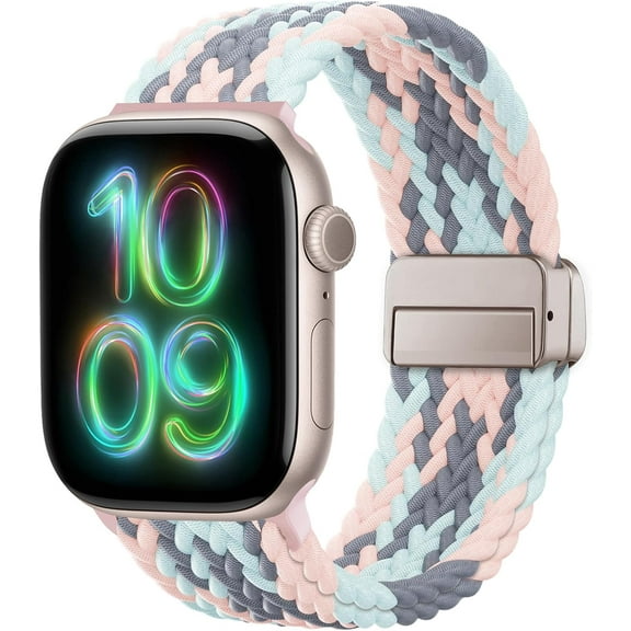 XiHAMA Braided Stretchy Band Compatible with Apple Watch Bands 38 40 41 42 44 45 46 49mm Women Men, Soft Nylon Solo Loop Magnetic Sport Strap Compatible for iWatch Series10 9 8 7 6 5 4 3 2 1 SE Ultra