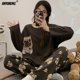 thumbnail image 1 of Conjunto de pijama de algodón con dibujos animados para mujer, ropa de dormir Coreana de manga larga con cuello redondo, bonita para ocio, 1 of 4