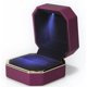 thumbnail image 1 of Caja cuadrada de lujo para anillos de terciopelo con luz LED para propuesta, compromiso, boda, color morado, 1 of 5