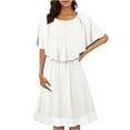 thumbnail image 2 of Rutainlusire Dresses for Women Under $10, Women's Summer Solid Color Sleeveless Capelet Sleeve Flowy Knee Length Dresses, 2 of 8