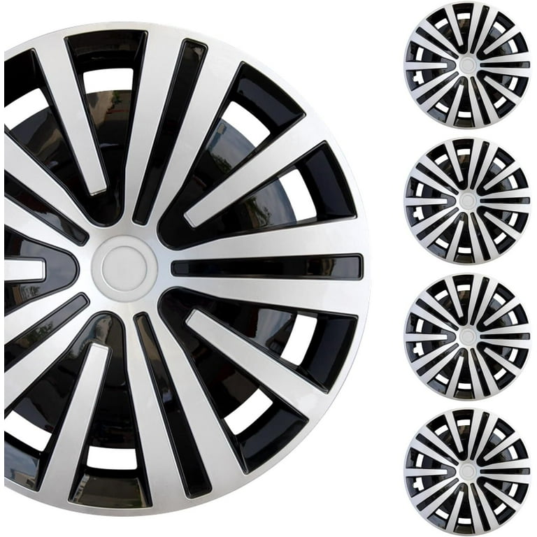 14 Set of 4 Black Wheel Covers Snap On Full Hub Caps fit R14 Tire & Steel  Rim