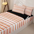 thumbnail image 2 of Castle Fairy Vintage Horizontal Stripe Zipper Queen Comforter Set with Fitted Sheet and 2 Pillowcases,Retro Thin Line Zipper Bedding Set,Rust Pink White,Reversible, 2 of 5