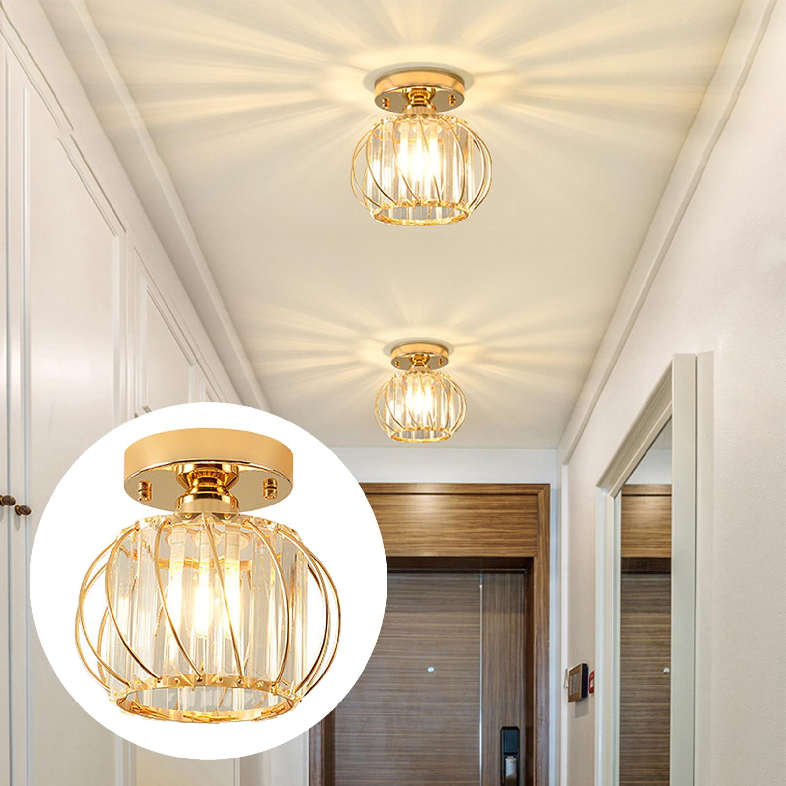 Crystal Ceiling lighting led E26 Base Flush Mount Close to Ceiling Lighting Fixture Chandelier for Office Balcony kitchen Room Entryway - Style D
