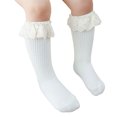 thumbnail image 3 of Faithtur Girl's Solid Color Knitted Socks with Ruffled Lace Decoraction, Lovely Middle Tube Scokings for Spring Autumn and Winter, 3 of 9