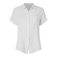 thumbnail image 4 of Camisa de manga corta con botones y textura para mujer: blusa informal de corte holgado para el trabajo, 4 of 5