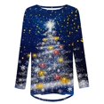 thumbnail image 4 of UPPADA Christmas Shirts for Womens Cute Christmas Tree Print T-Shirts Crewneck Xmas Tree Graphic Long Sleeve Tops camiseta navideña Blue,L, 4 of 5