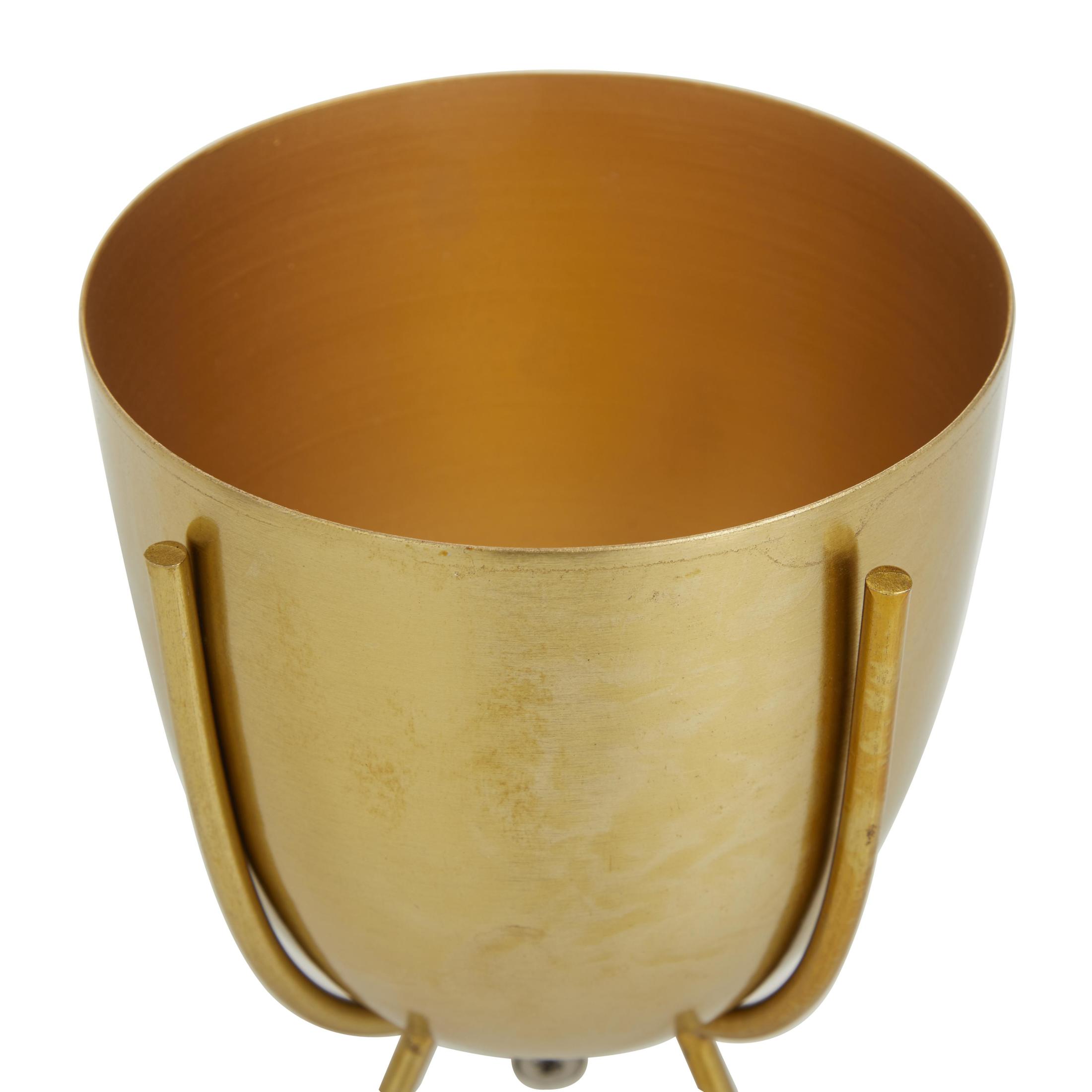 CosmoLiving by Cosmopolitan 6", 7"H Small Gold Metal Planter with Removable Stand (2 Count)