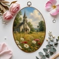 thumbnail image 7 of Canvas Wall Art Farmhouse Barn Country Landscape Rural Scene Wildflowers Old Church Oval Framed Canvas Prints Vintage Wall Hanging Decor for Home Decorations 8.6"x11.4", 7 of 7