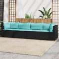 thumbnail image 1 of vidaXL 4 Piece Garden Lounge Set with Cushions Black Poly Rattan, 1 of 5