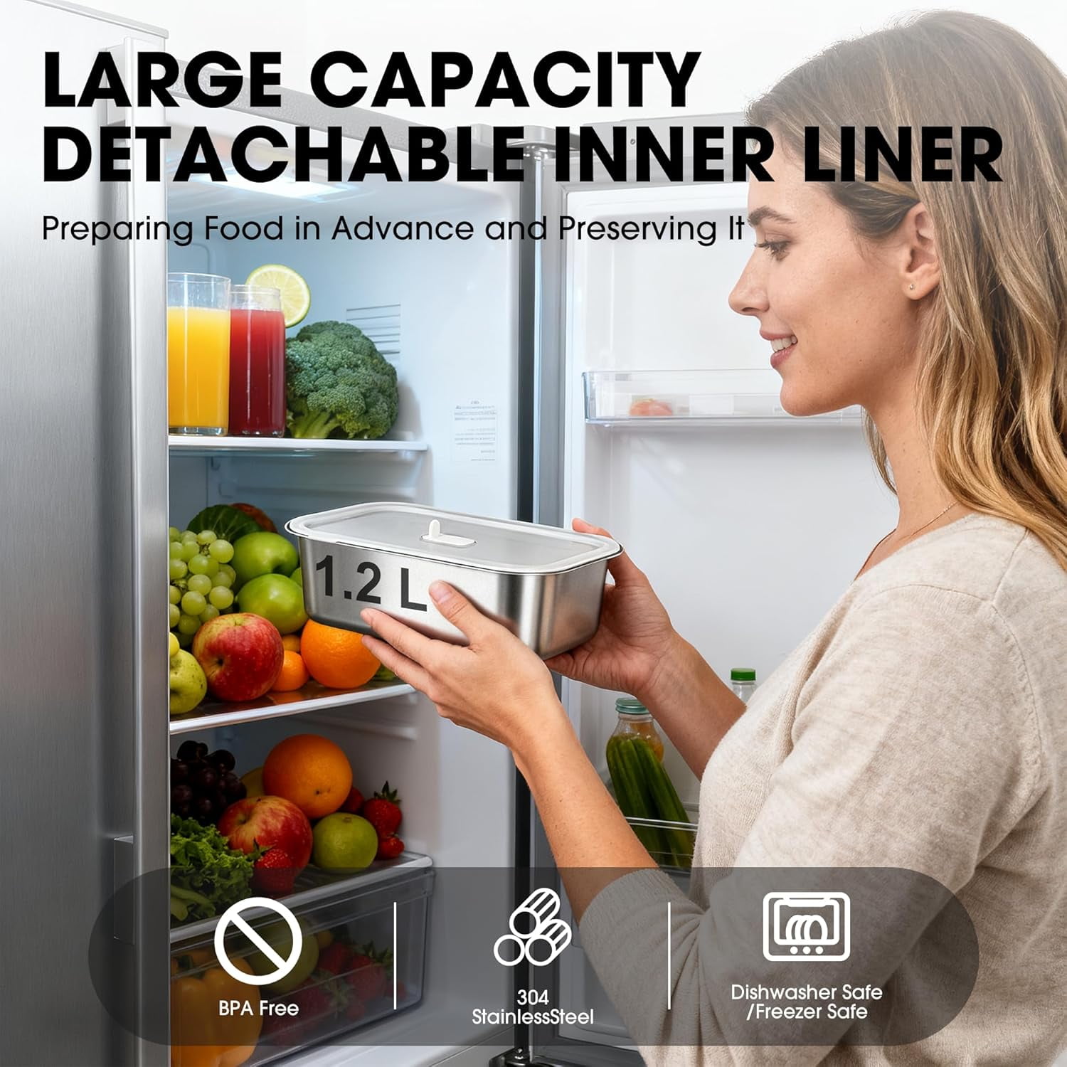 Cordless Heated Lunch Box with APP Control - 1.2L Auto Heating Food Warmer, 248°F Max, Leak-Resistant & Portable for Work, Office, Adults.