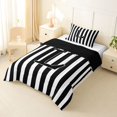 thumbnail image 2 of Castle Fairy Striped Letter L Twin Comforter Sets 3-Piece for Adults,Zebra Print Bedding Set for Modern Decor,Black Reversible, 2 of 6