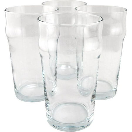 4 Etched Crystal - Authentic British Style Imperial Pint Glass with Etched Seal - Set of 4