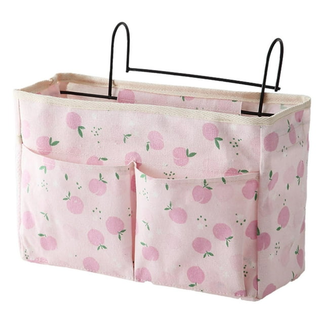 Mesita de Noche Matsuzay con Múltiples Bolsillos Rosa 30x12x19cm