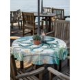 thumbnail image 6 of Outdoor Tablecloth with Umbrella Hole, Coastal Octopus Spillproof Waterproof Outdoor Table Cover, Nautical Starfish Seaweed Coral Wooden Patio Tablecloths for Party/Garden/Picnic, Round 54 inch, 6 of 9