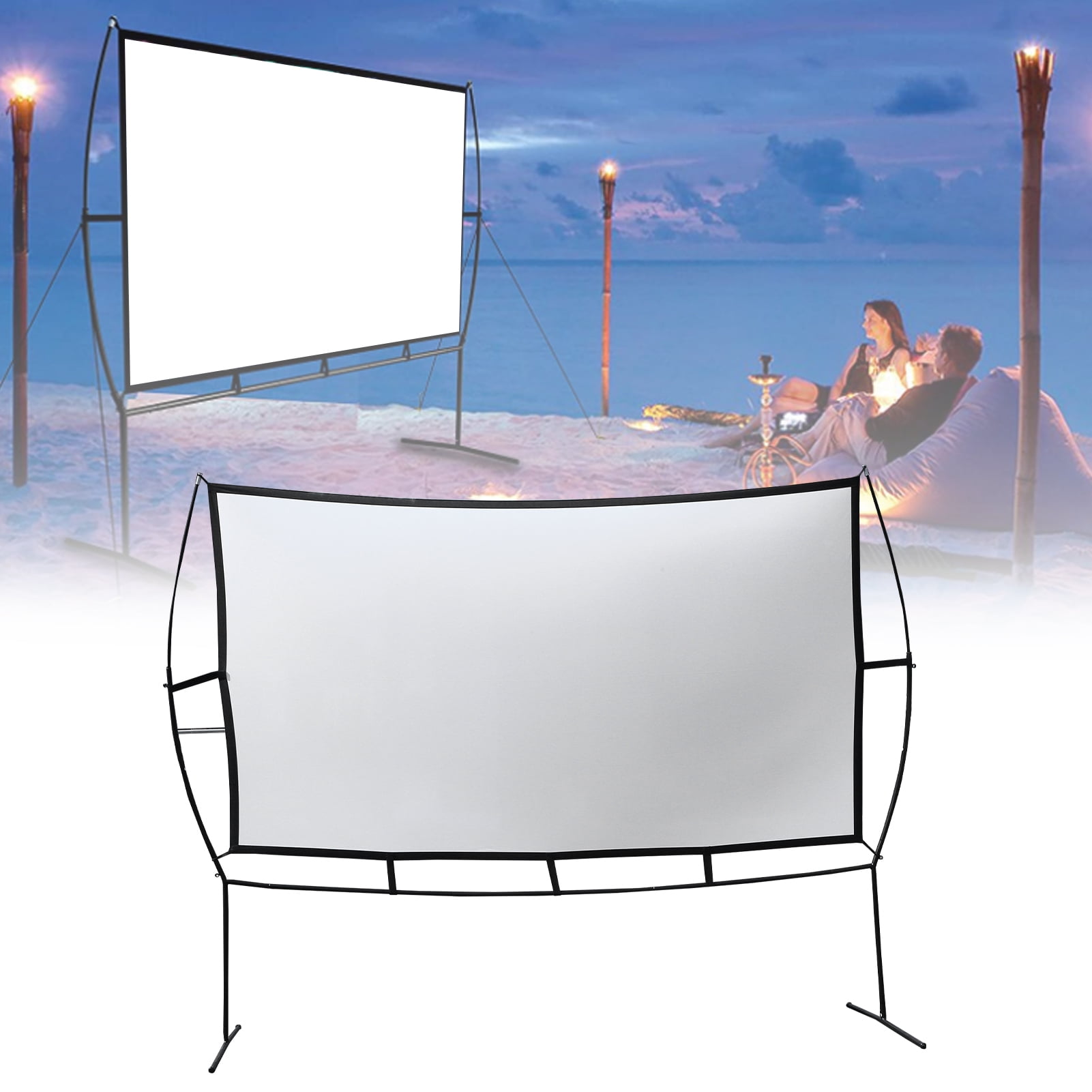 AAJK Projection Screen 100-inch 4k Video Projection Screen Camping Light-Proof Projection Screen 16:9 HD Foldable Rear Projection Screen Portable Movie Screen 