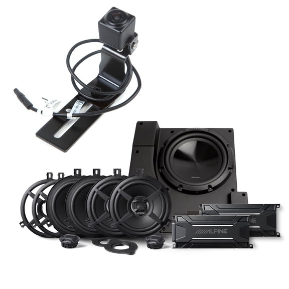 Alpine PSS-22WRA Jeep Wrangler JK Unlimited System Upgrade & HCE-RCAM-WRA Spare Tire Rear View Camera