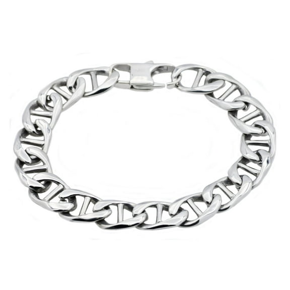 Mens Stainless Steel Figaro Link Chain Bracelet.