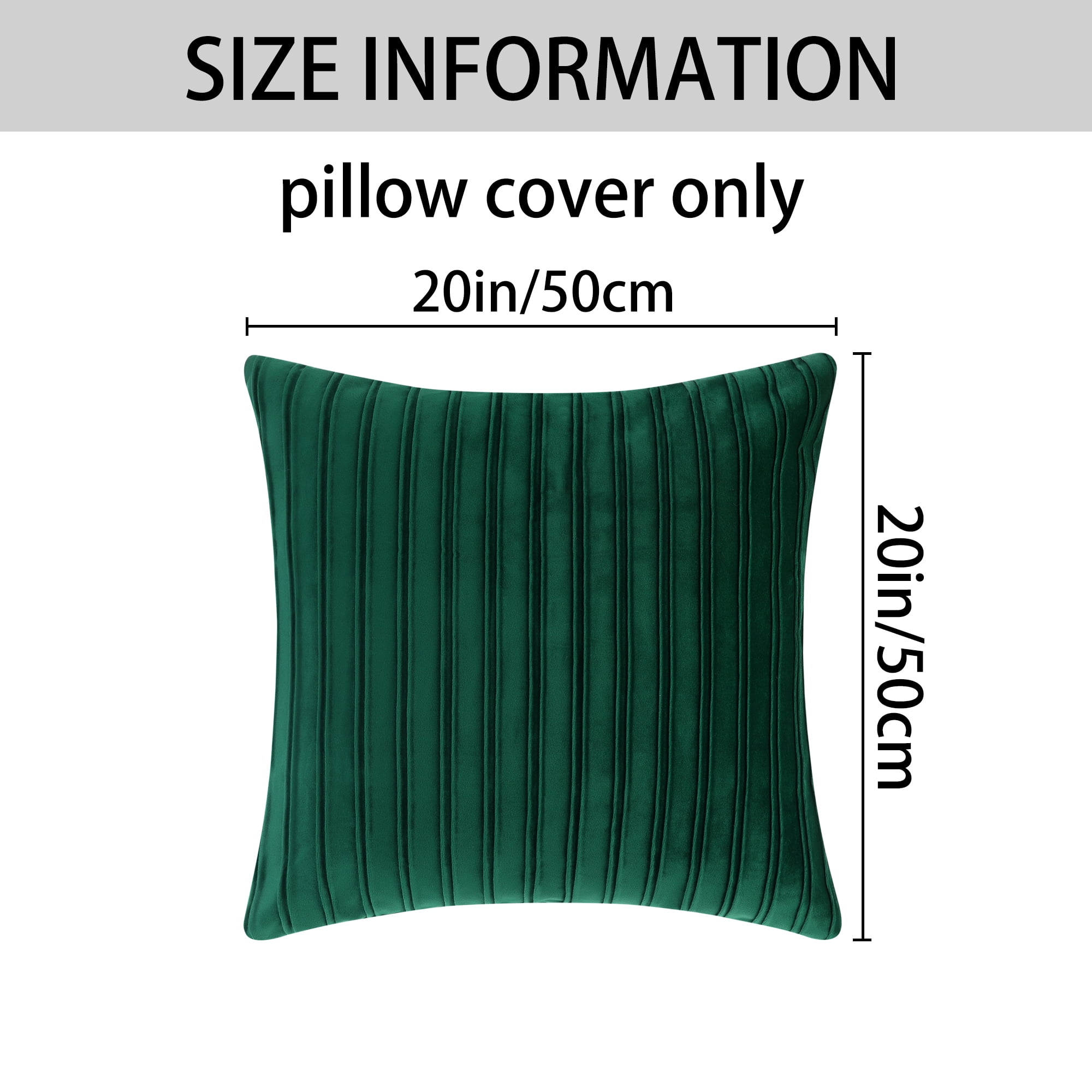 Unique Bargains 4 Pcs Velvet Striped Throw Pillow Covers Pleated Front Cushion Covers Green 20" x 20"