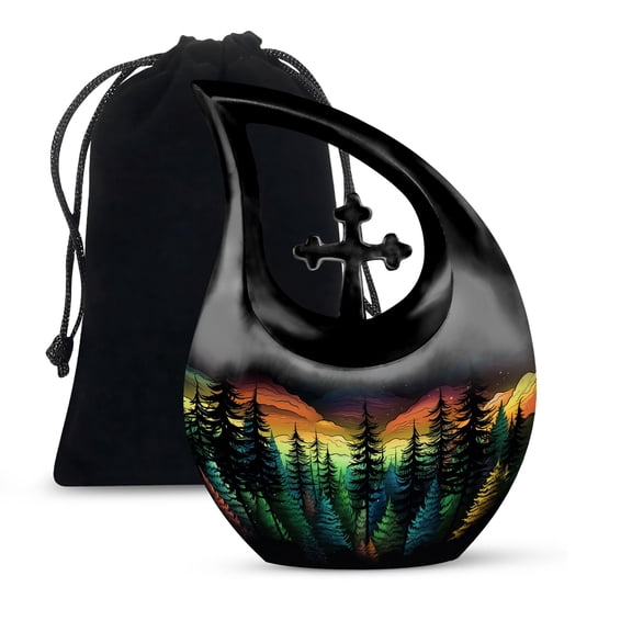 JAGSHASHI The Forest Hues Burial Urns For Humans - Urns Adult Male - Urn For Cremations - Urns Cremation Ashes Female - 10 Inch With Velvet Bag - Cremation Urns For Human Ashes - Large Funeral Urns