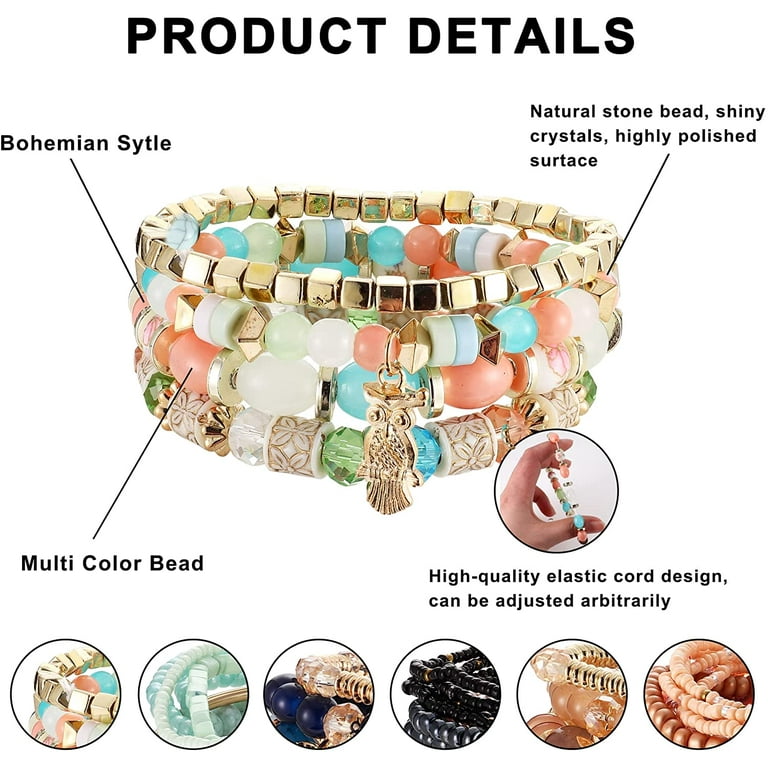 Newest Cute Bag Charm Stretch Bracelets Bohemian Colorful 8mm Round Crystal  Beaded Bracelet Handmade Elastic Rope Women Jewelry - AliExpress