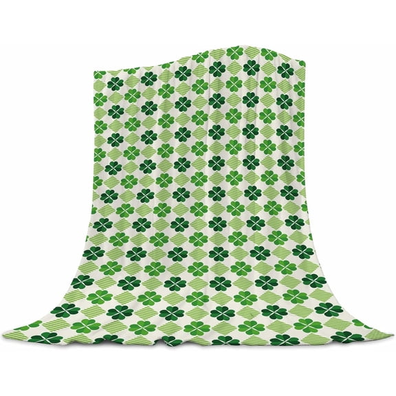 St Patricks Day Throw Blanket, Shamrock Blanket Throw, Shamrocks Design Super Soft Warm Flannel Blanket, Irish Gifts for Women 40"x50"