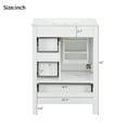 thumbnail image 3 of Harper & Bright Designs 24" Small Bathroom Vanity with Sink, Bathroom Cabinet Freestanding with Drawers, Single Sink Bathroom Vanity with Shelf for Small Space, White, 3 of 16