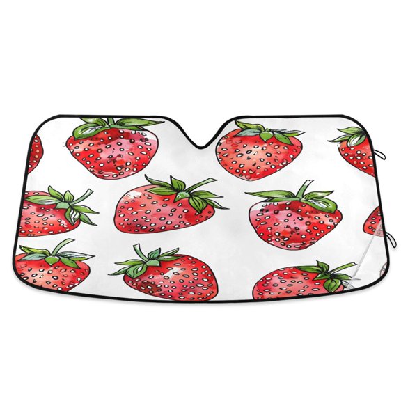 ALAZA Strawberry Windshield Sun Shade Car Foldable Visor Block UV Rays Protector 55"x27.6"