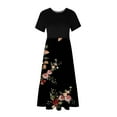 thumbnail image 4 of Fshaion Robe d'Été pour Femmes 2024 Grande Taille Col Rond Manches Courtes Mi-Mollet Double Poche Imprimé Floral Robe Manches Courtes Col Rond Liquidation Moins de 10!, 4 of 4
